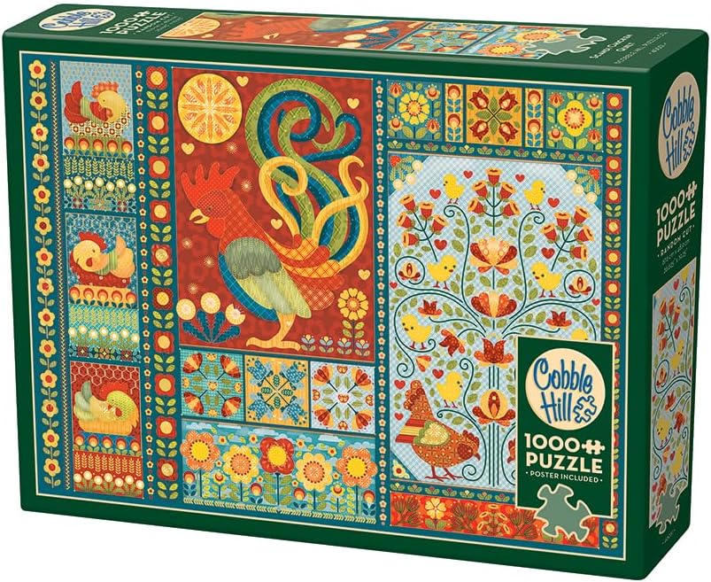 Cobble Hill 1000 Piece Puzzle - Scandi Chicken Quilt - Sample Poster Included