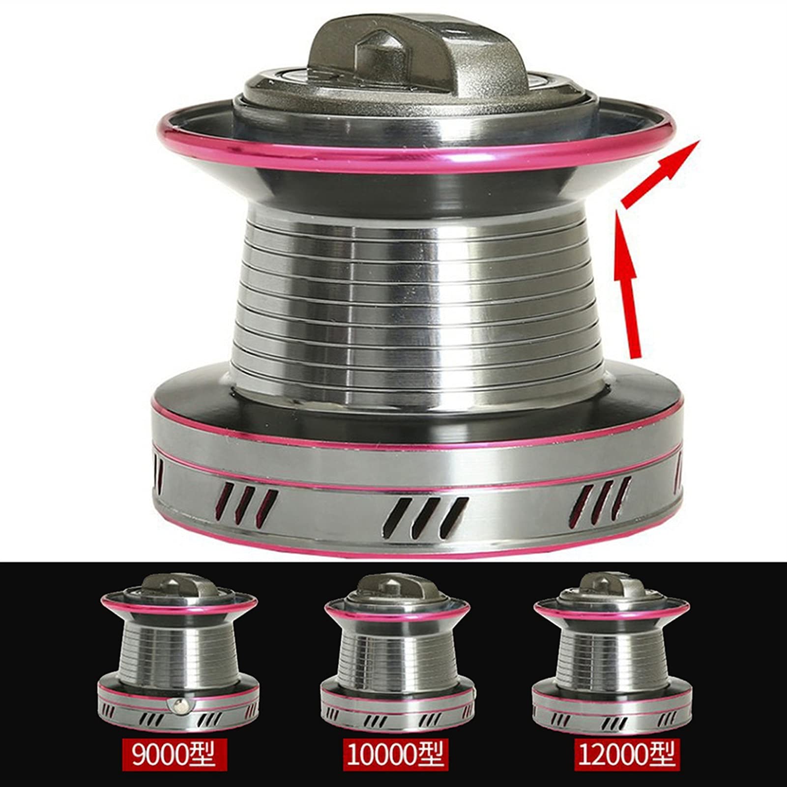 Carretes de Pesca Carrete de Hilado de Pesca 12 + 1BB 9000/10000/12000 20kg-30kg Power Agua de mar/Carrete de Metal de Agua Dulce (Spool Capacity : 9000 Series)