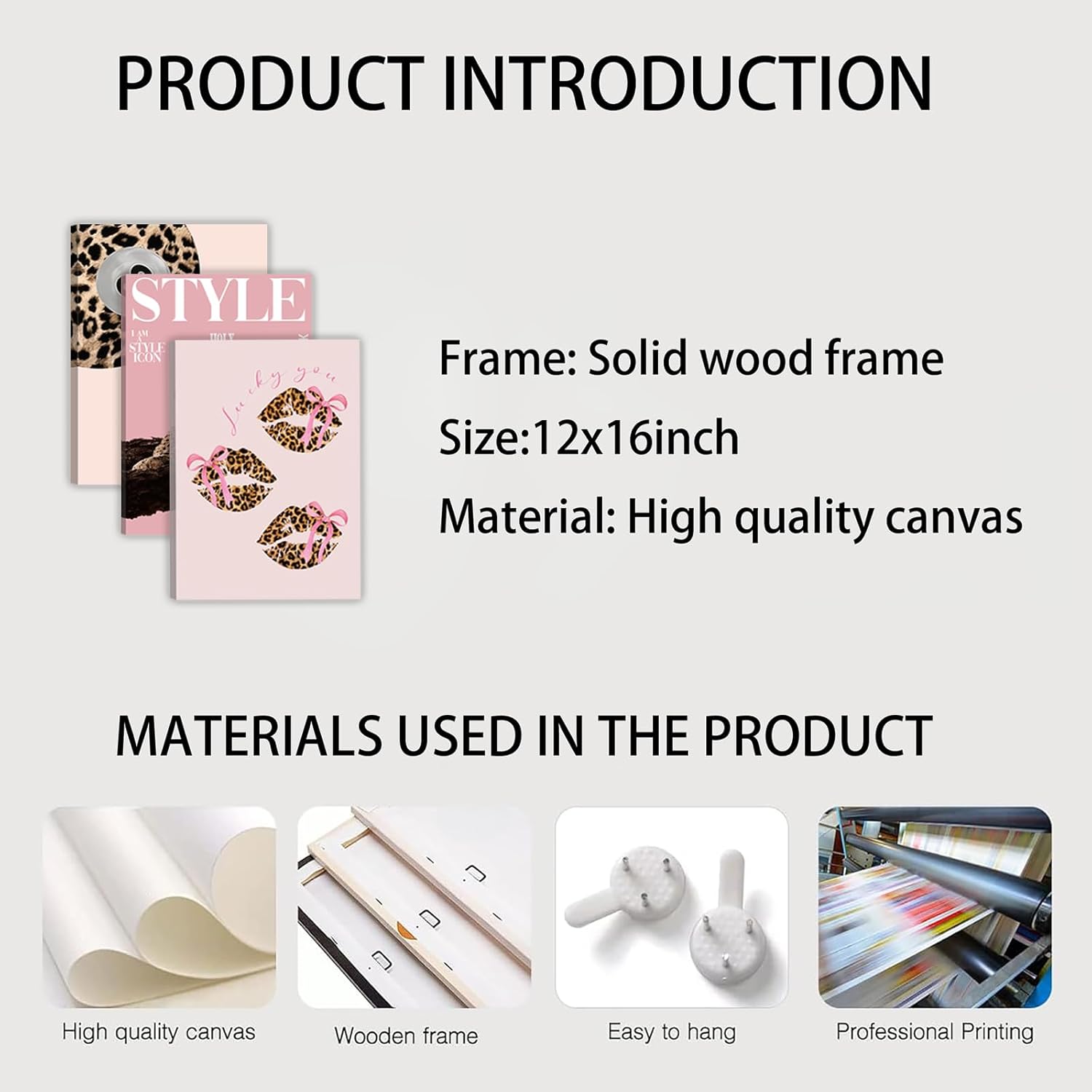 3 PCS Pink Leopard Canvas Wall Art Trendy Cheetah 8 Ball Bow Poster Prints Y2k Coquette Preppy Lucky Aesthetic Fashion Pictures Art for Girls Bedroom Dorm Living Room Apartment Decor 12*16In (Stretched Canvas On A Wooden Frame)