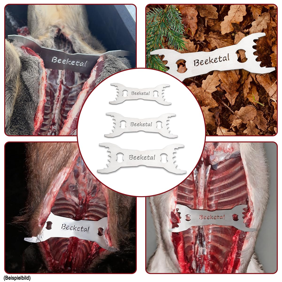 Beeketal Profi Wildspreizer Edelstahl WS-280B | 280 mm Brustraumspreizer für schweres Schwarzwild & Rotwild | Stabiler Jagdspreizer mit Zähnen & Flaschenöffner | Rostfrei & Hygienisch