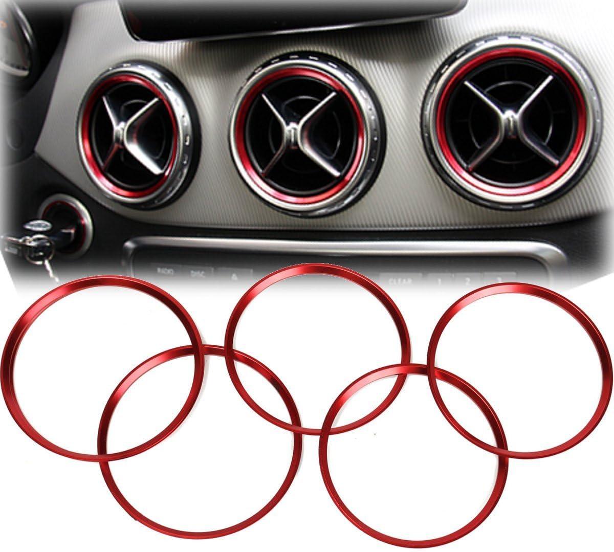 5Pcs Air Outlet Decorative Ring compatible with Mercedes Benz A Class A180 A200 A250 W176