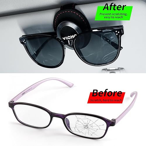 Miniatura 3 de VICHO Organizador de visera de sol para automóvil, soporte para lentes de sol y clip de almacenamiento para visera, ajuste universal para lentes de
