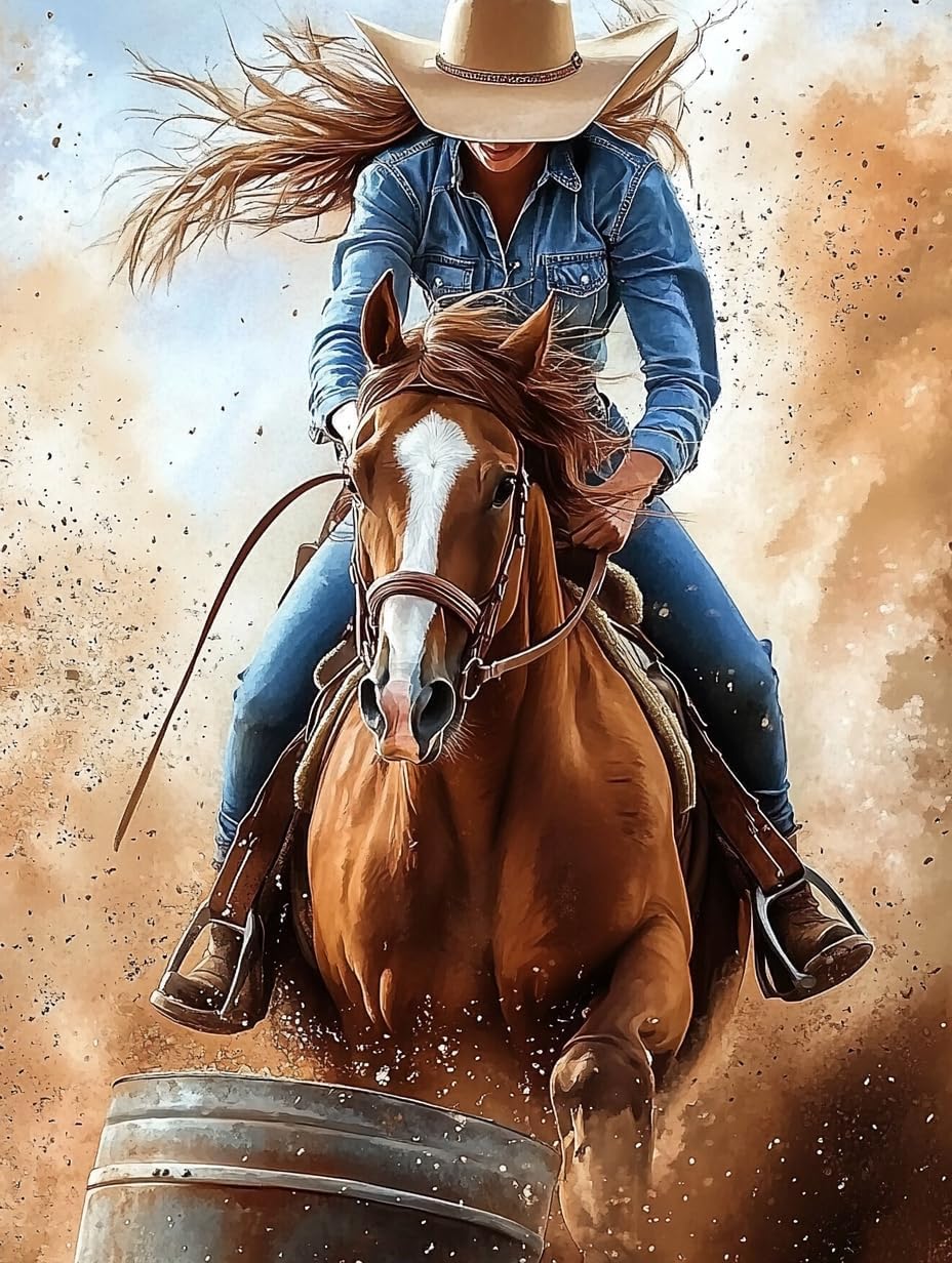 Cowboy Horse Preprinted 11CT Cross Stitch Kits for Beginners & Adults - Easy Needlepoint Patterns for Home Decor & Craftings 234