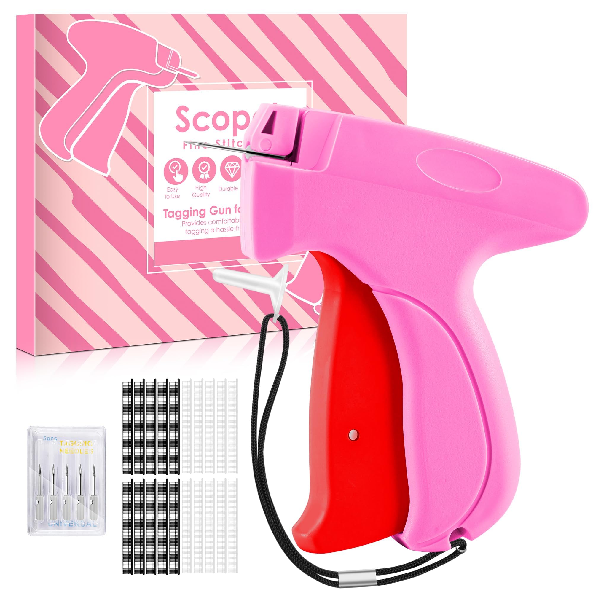 Stitch Gun for Clothes - Handheld Stitch Gun Quick Clothing Fixer - Tagging Gun - Includes 6 Needle, 1000 Black Fasteners &amp; 1000 White Fasteners