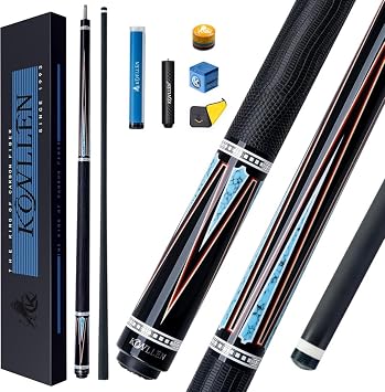 KONLLEN Carbon Fiber Pool Cue Stick 58-inch Professional Pool Sticks for Adults Full Carbon Technology Low Deflection Pool Cue Billiard Cues with 12.5mm Tip (Easy to Control, Pro Taper, Ultra-Smooth)