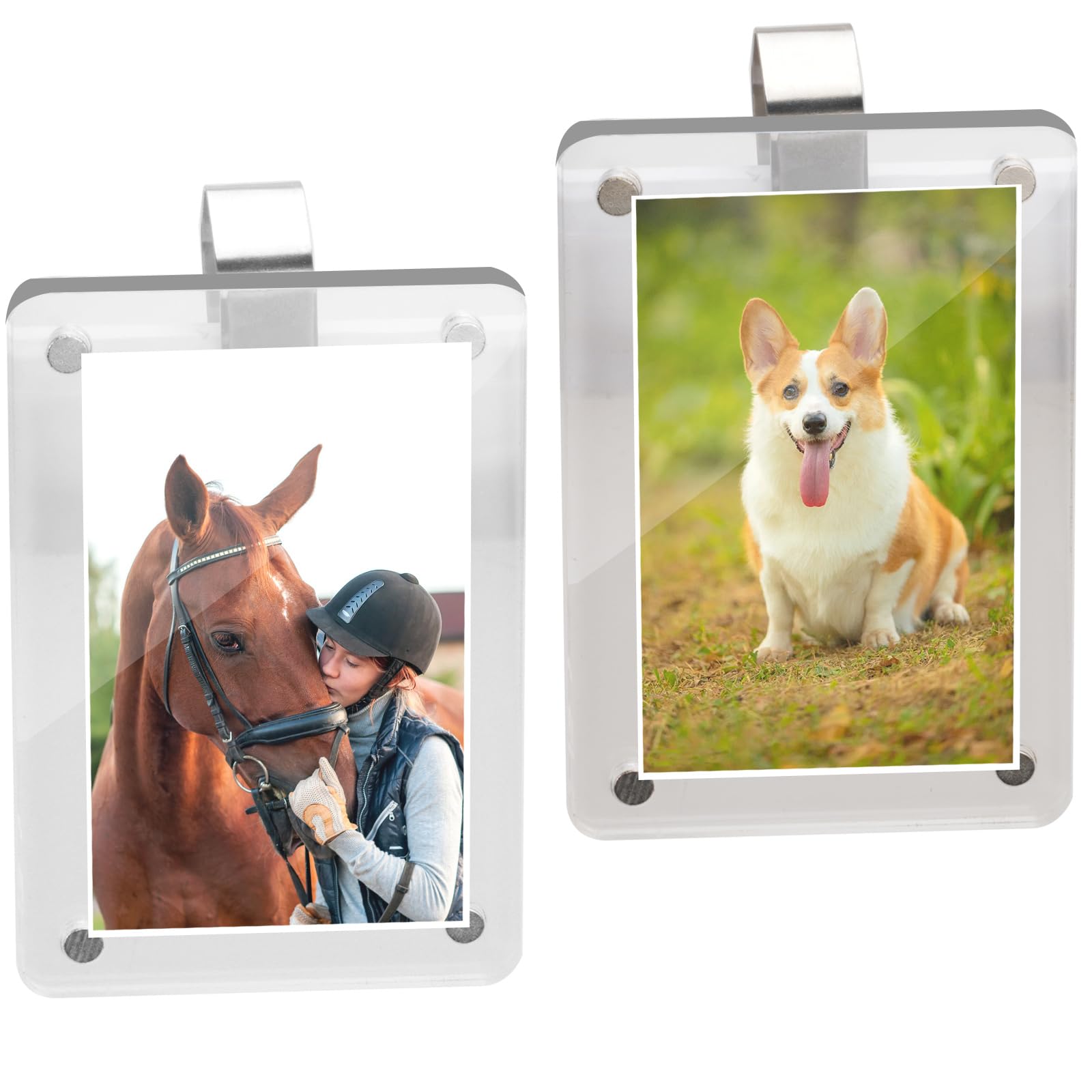 LUAATT Car Sun Visor Photo Holder - Magnetic Clip For Personalized Photos, Fits Any Visor, 2.36x3.54 Inch Frame (White)