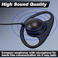 Vista 4 de Macarrie 6 auriculares de radio con micrófono 2 pines en forma de D Walkie Talkie auricular con micrófono Walkie Talkie Auricular compatible