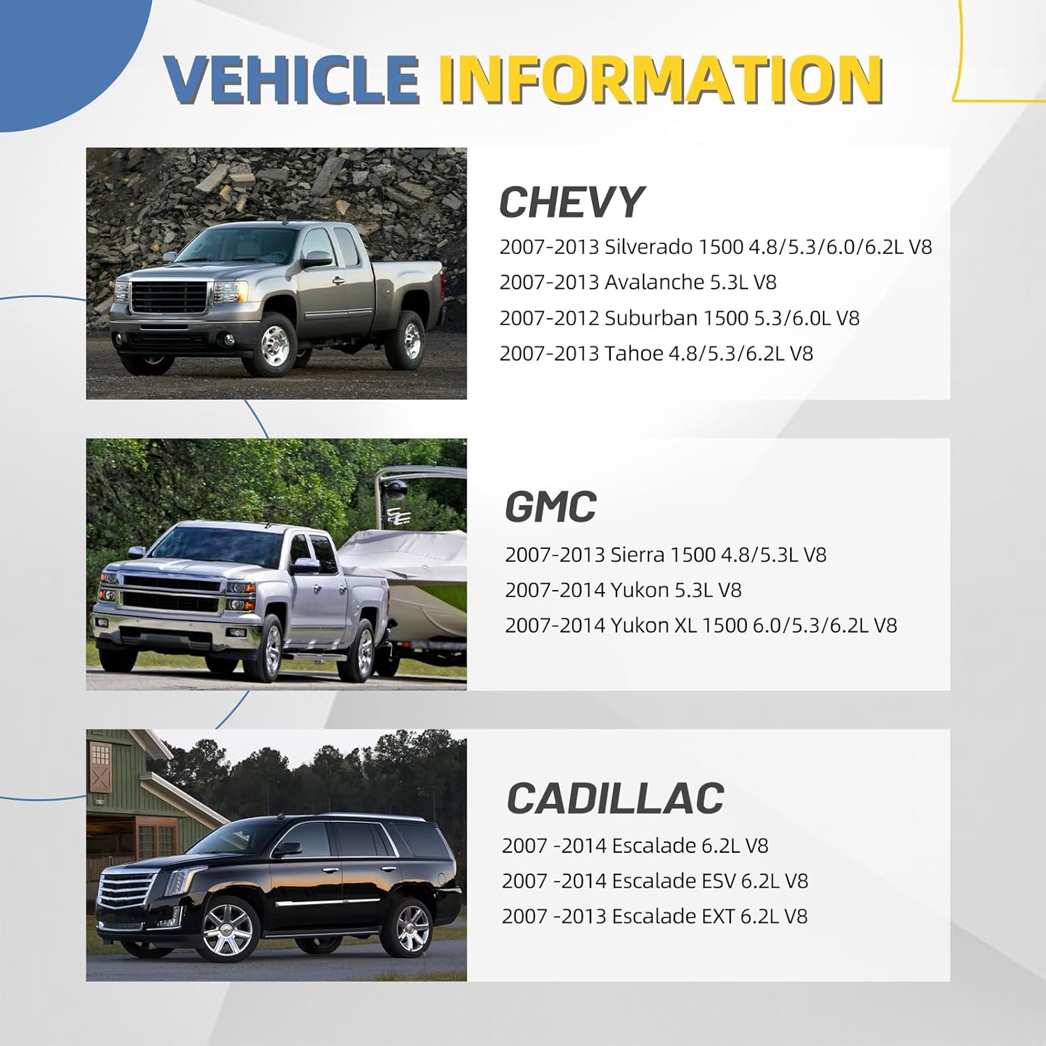 2pcs Power Steering Pressure Hose, Fit for Chevy Silverado 1500 Tahoe Avalanche 2007-2013, GMC Sierra Yukon 2007-2012, Cadillac Escalade 2007-2014 4.8 5.3 6.0 6.2L V8 Replace 15812564 15812565