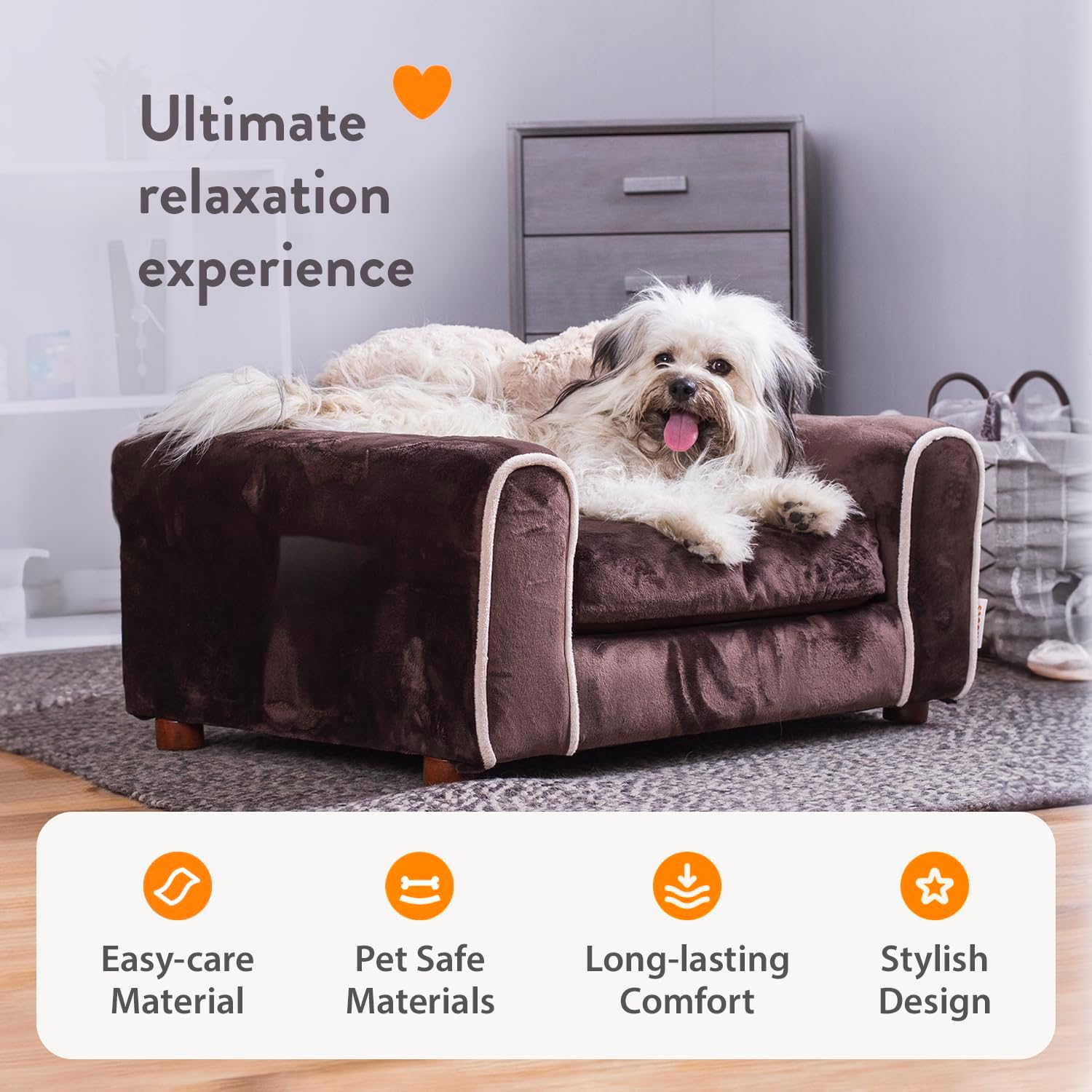 Moots Furry Pet Sofa Lounge, Chocolate, Small