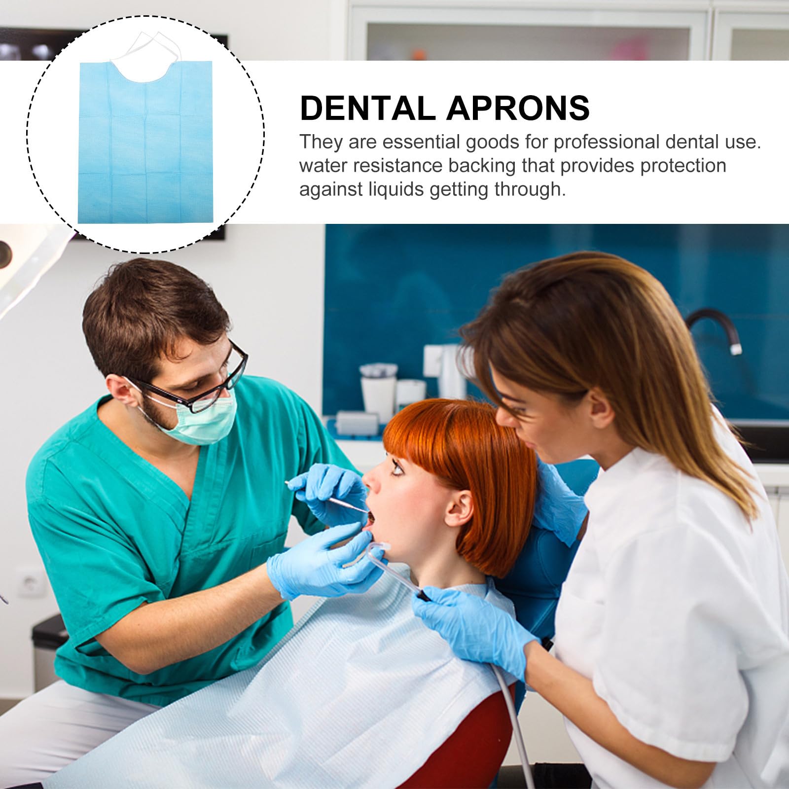 Gatuida 180 Piezas Baberos para Pacientes Desechables Azules, Dental