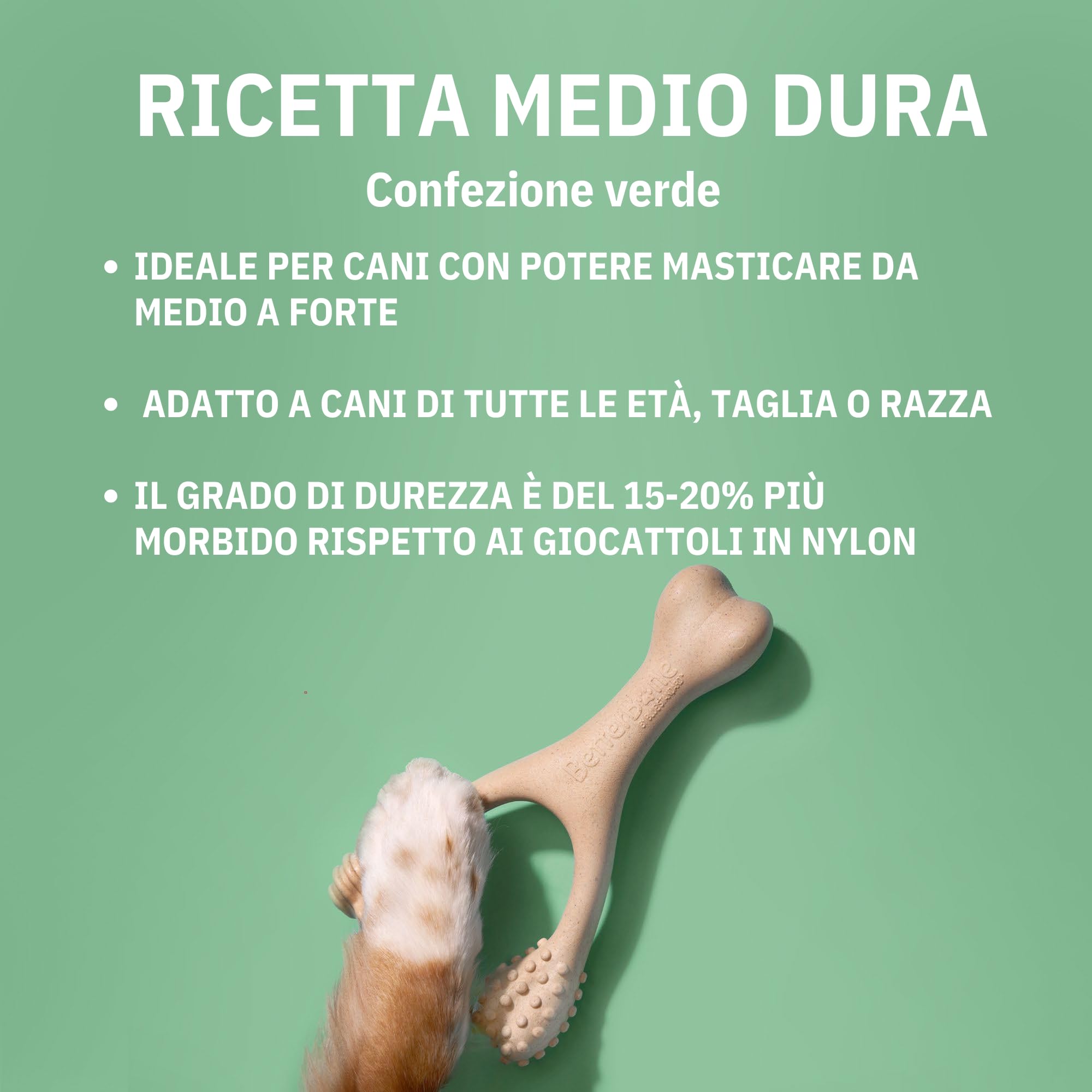 BetterBone - Giocattolo per cani da masticare – Small Medium Beef – Osso da masticare per cani senza nylon e OGM a base di cellulosa – Giocattolo da masticare medio con sapore di manzo – Legno da