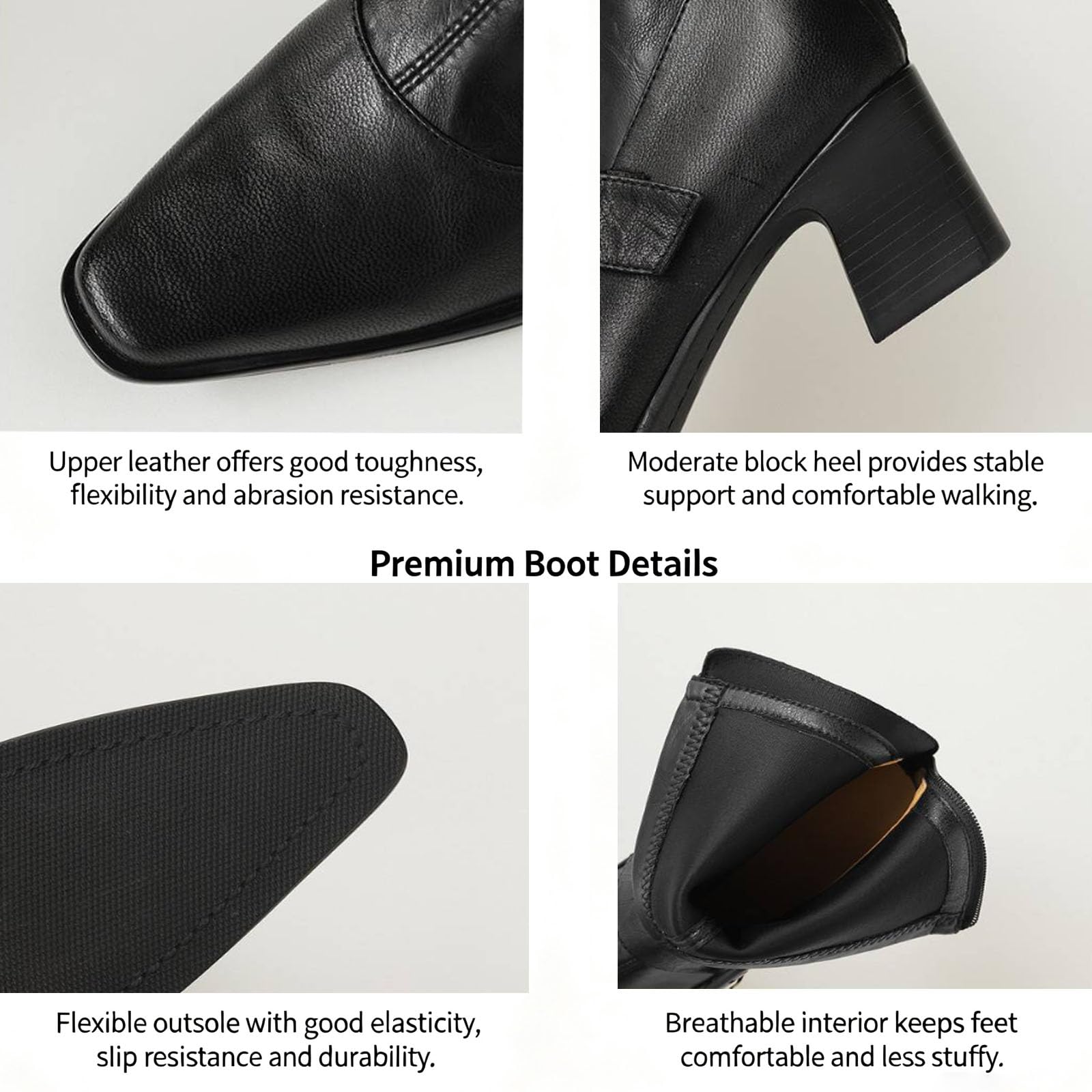 Stiefel Damen Spitzquadrat Schnallen Schafsleder Stiefeletten