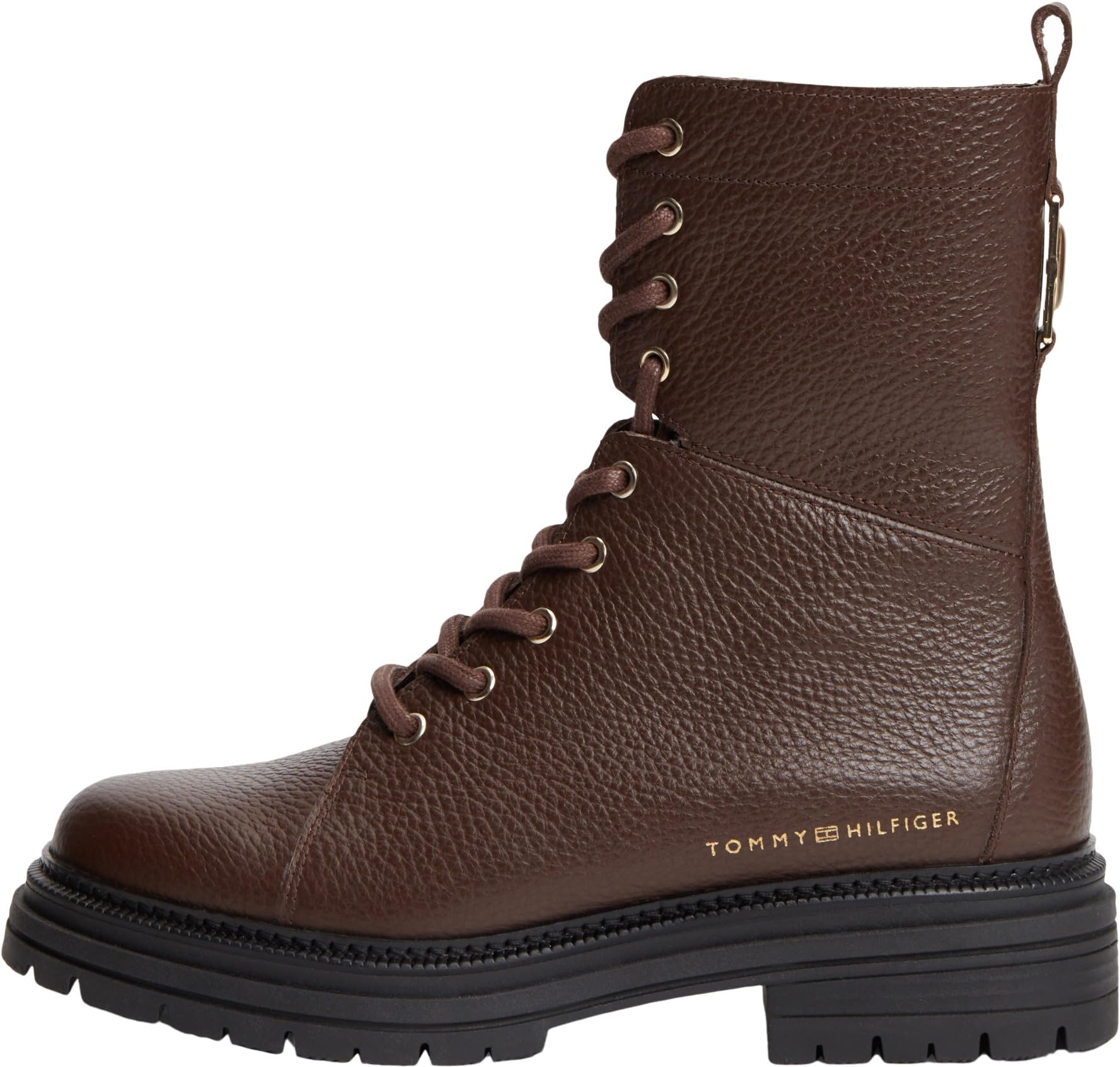 Tommy Hilfiger Women Th Emboss Grain Leather Boot FW0FW09553 Mid Boots, BROWN (Cocoa), 3.5