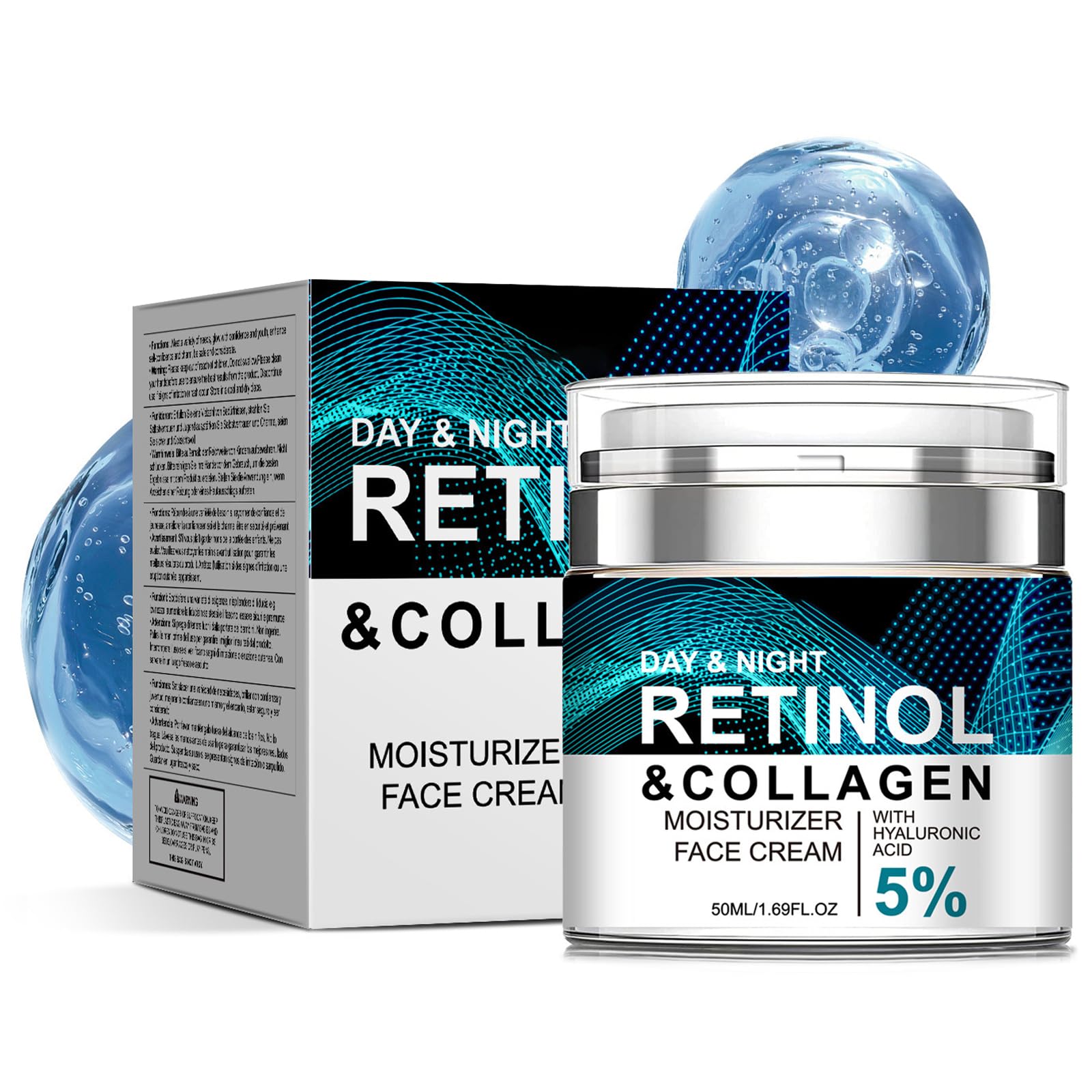 AuraAnge Retinol Cream, Collagen Face Cream with Hyaluronic Acid, Suitable for Aging Wrinkles, and Fine Lines