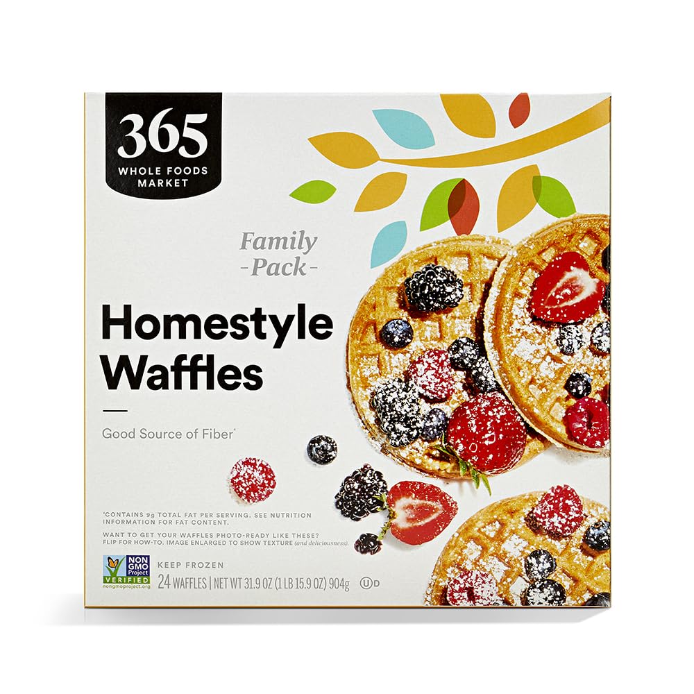 365 by Whole Foods Market Homestyle Waffles Family Pack, 31.9 oz - 20g Whole Grains, Clean Ingredients Breakfast
