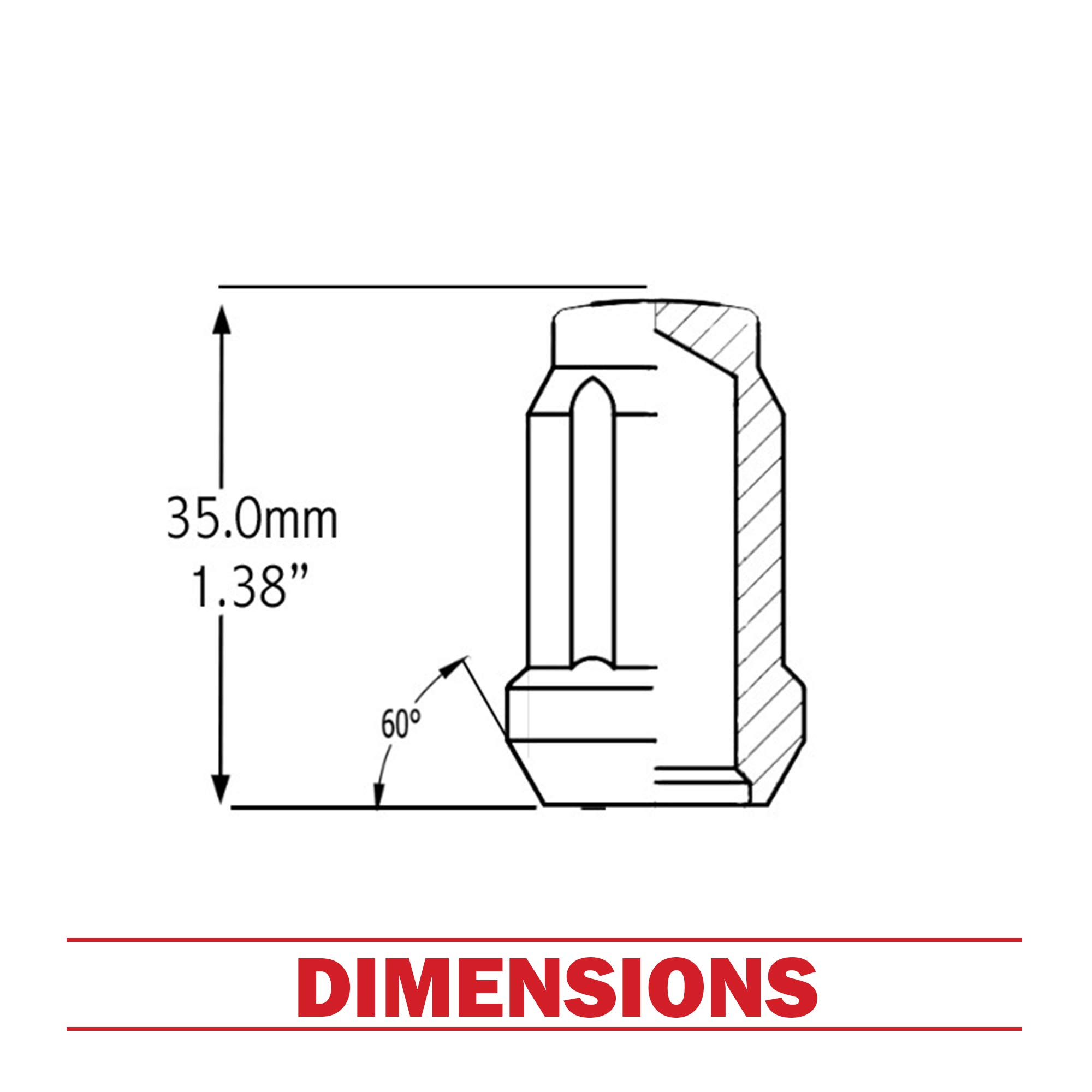 Wheel Accessories Parts Set of 20 Chrome 12x1.75 Lug Nuts 1.38in Long Car Small Diameter Lug Nut Closed End Bulge Acorn 6 Spline with Key (M12x1.75, Chrome)