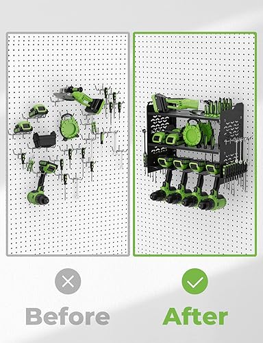 Miniatura 2 de yamagahome Organizador de herramientas eléctricas, soporte de taladro resistente de 3 capas montado en la pared, organizadores de herramientas de