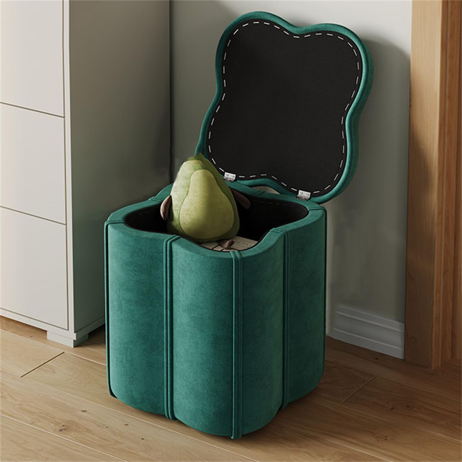 Pouf Rotondo con Contenitore Pouf Rotondo con Contenitore per Scarpe Pouf Imbottito con Coperchio Rimovibile Seduta Imbottita per Camera da Letto e Soggiorno 14,57 pollic