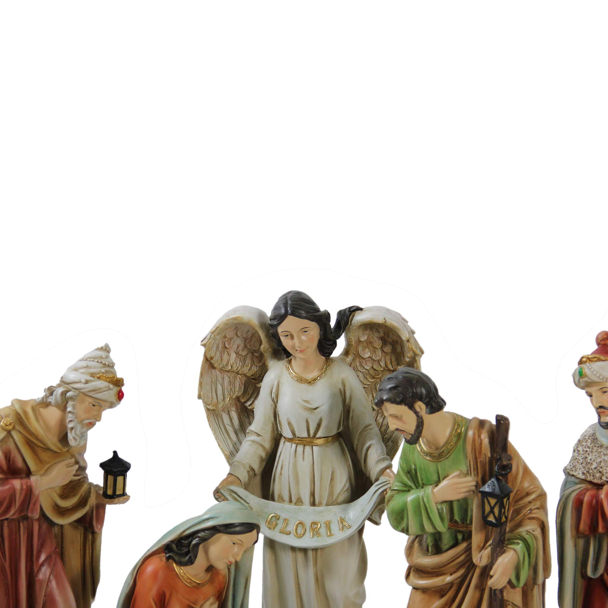 Vibrantly Colored Traditional Christmas Nativity Figurine Set - 15.5