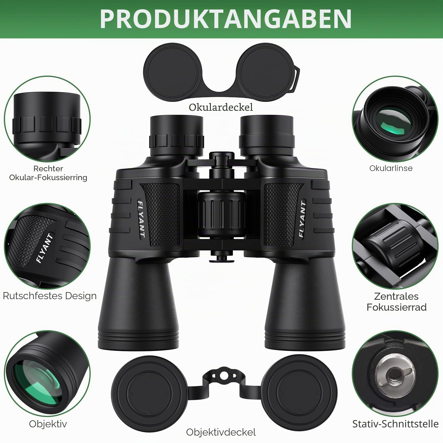 20 x 50 Hochleistungs-Fernglas für Erwachsene, wasserdicht, kompaktes Fernglas mit schwacher Sicht für Vogelbeobachtung, Jagd, Fußballspiele, Reisen, Sternenbeobachtung, Kreuzfahrt, mit Tragetasche