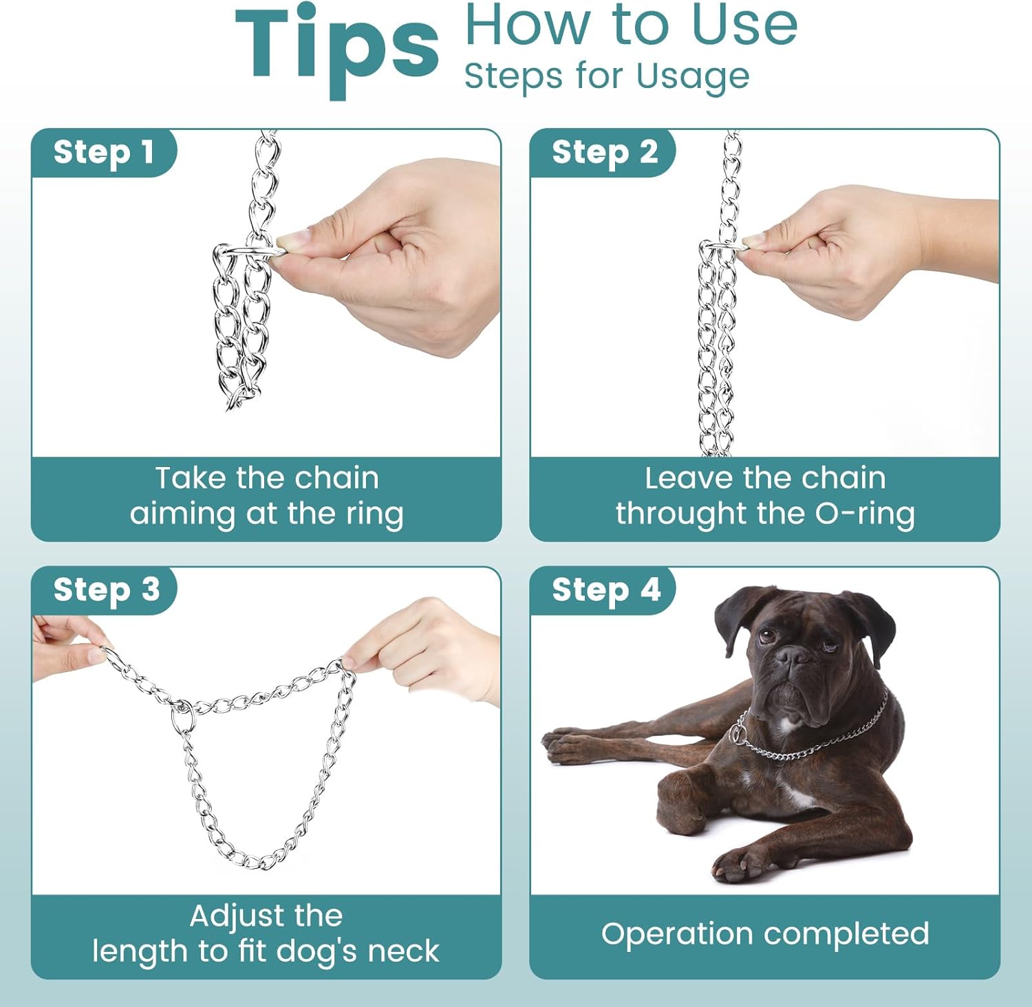 PETTOM Dog Chain Collar Stainless Steel Rust-Proof, Seamlessly Welded Hair-Friendly Design, Dog Choker Collar Silver for Training Walking (M- Diameter 50cm) 4 71wINOKhUEL. AC SL1500