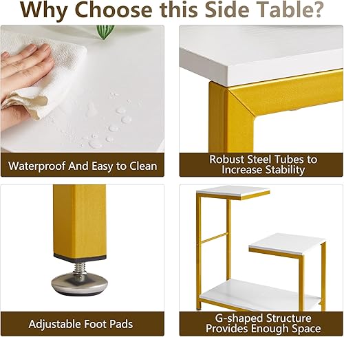 Miniatura 4 de Mesa auxiliar en forma de G para sala de estar, dormitorio, mesa de sofá, mesa de esquina, mesita de noche, soporte de flores de balcón, mesa