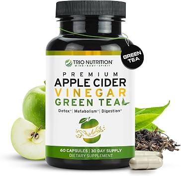 TRIO NUTRITION Apple Cider Vinegar + Green Tea Capsules with the Mother
