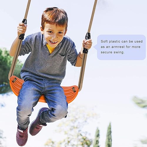 Miniatura 3 de BeneLabel Asiento de columpio antideslizante con cuerda ajustable y mosquetones, accesorios de columpio para patio de recreo resistente, para niños