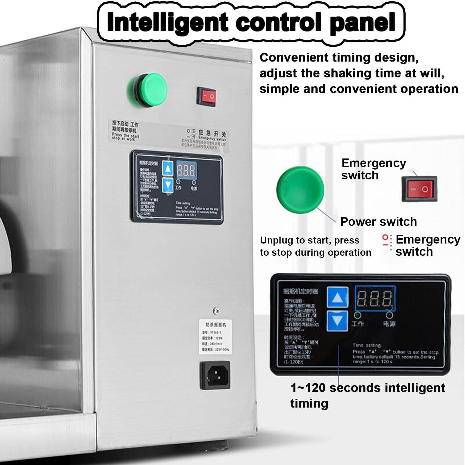 Shaker elettrico per bevande, design automatico a doppia tazza in acciaio inox, per tè al latte, cocktail, succhi di frutta, caffè e vino