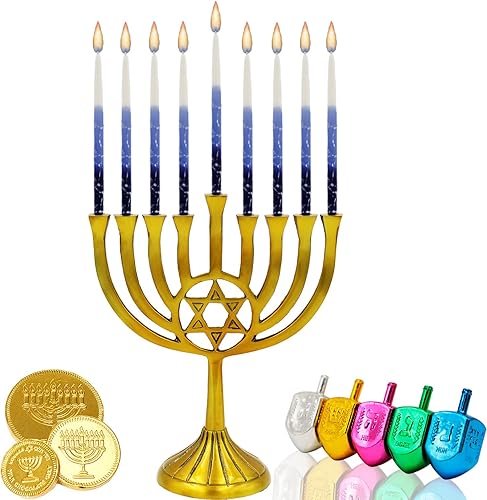 Miniatura 4 de The Dreidel Company - 45 velas decorativas de Janucá, hechas a mano, azul/azul claro/blanco, velas de Janucá de lujo para menorá, vela esmerilada