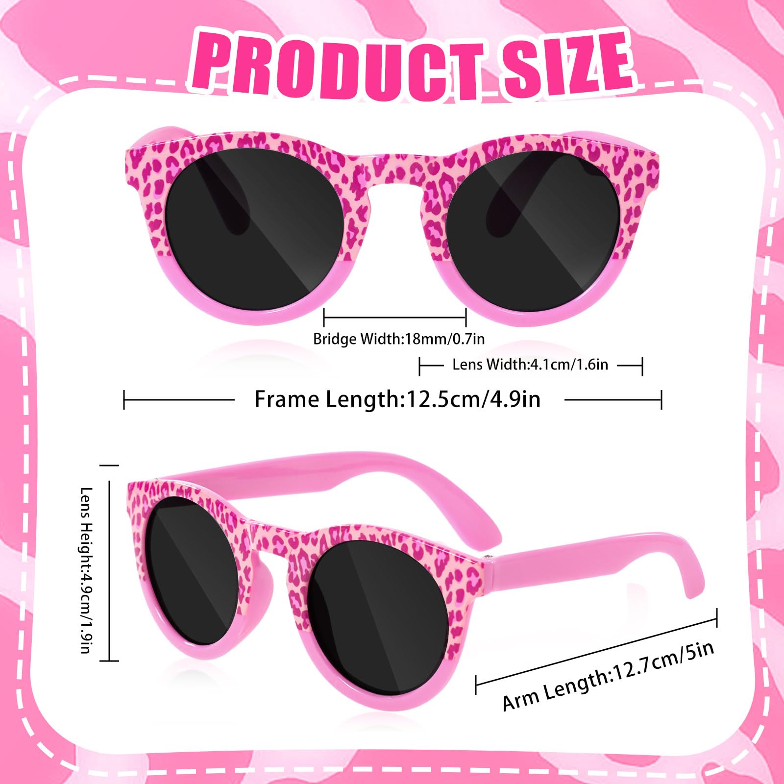 Gorra de Béisbol para Niñas con Gafas de Sol Protección UV Ajustable Estampado de Leopardo Verano 3-10 Años
