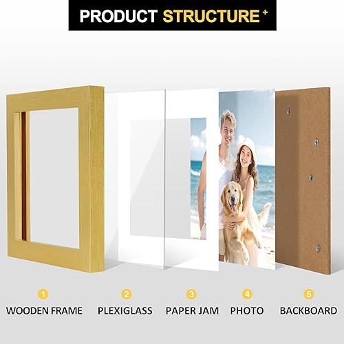 Miniatura 10 de TOFOREVO Juego de 6 marcos de fotos de 11 x 11 pulgadas de grano de madera negra para montaje en pared de galería o exhibición de mesa