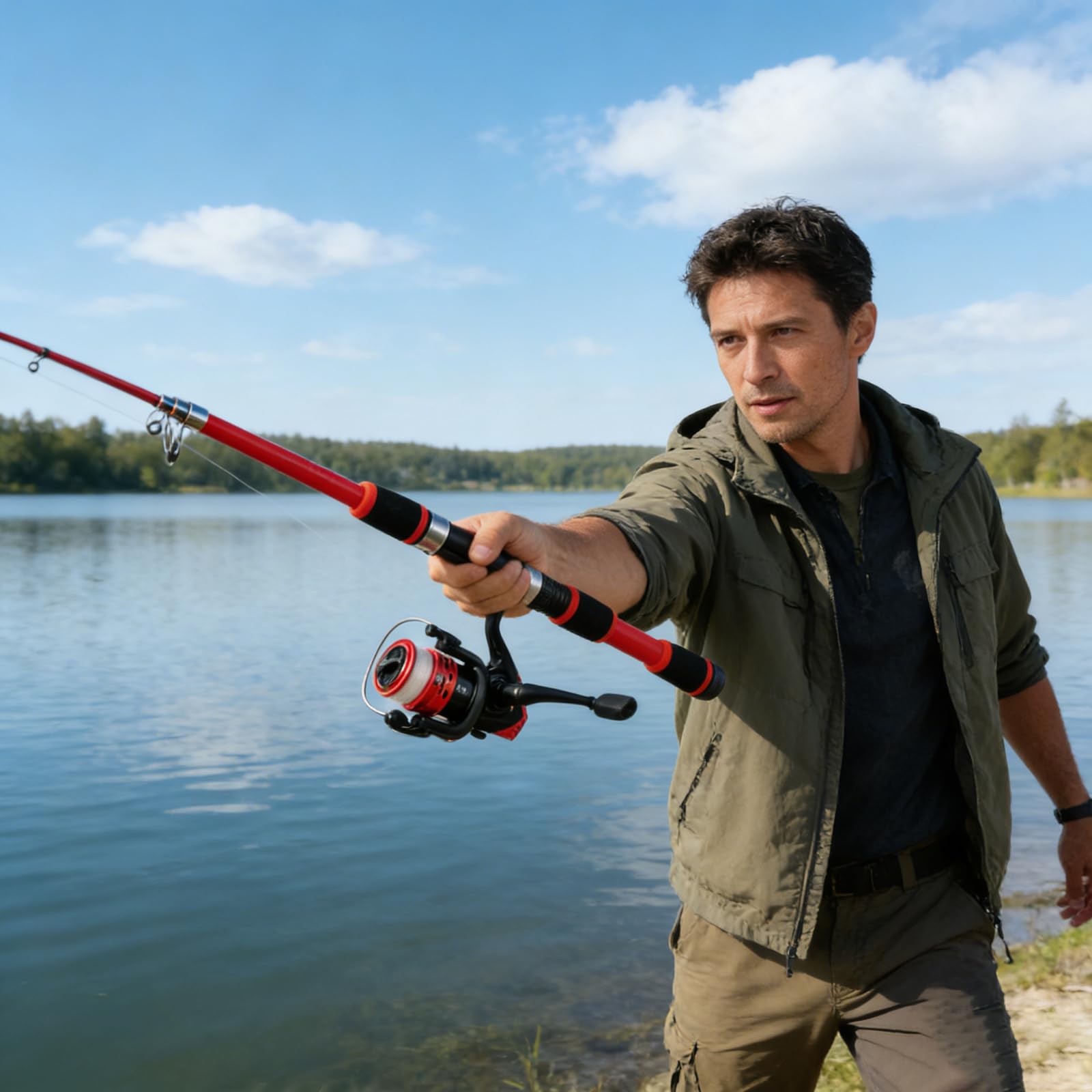 Kit de pêche pour enfants 1,8 m canne télescopique avec moulinet et appât 3-10 ans
