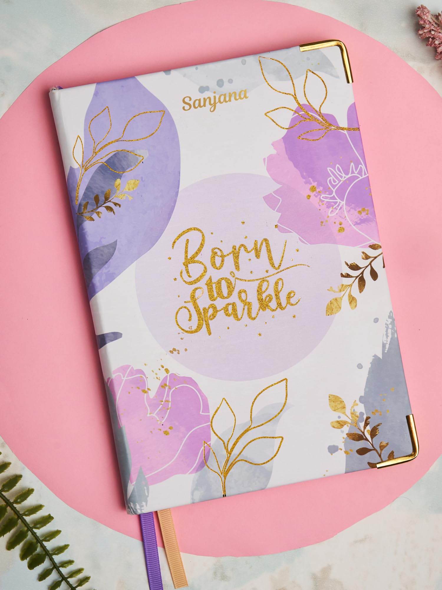 DOODLE Personalized Premium Hard Bound Notebook with Metal Corners | A5 (8.25 x 5.7) | 160 Pages, 80 gsm | Foam Padding | 2 Bookmark Ribbons | Flat Opening - Sparkle in Style