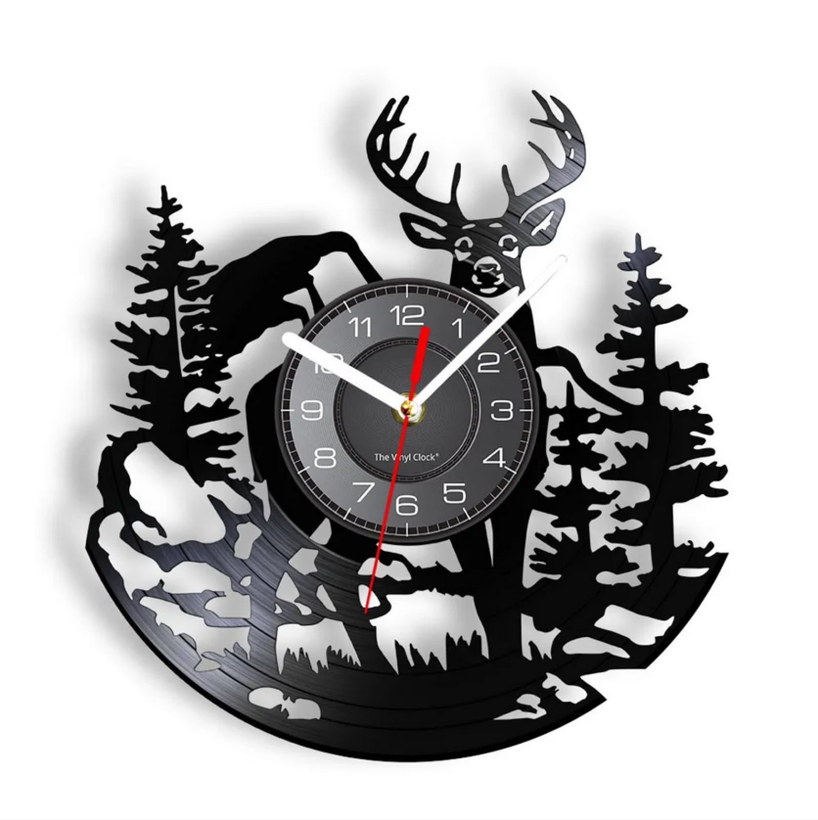 Horloge murale cerf en disque vinyle vintage décor mural 30cm