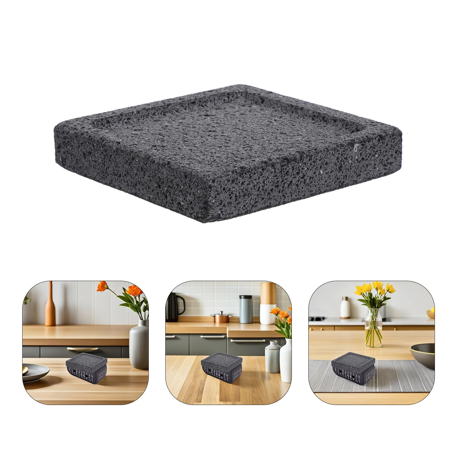 SOIMISS Placa de Piedra Volcánica para Barbacoa Coreana Rectangular, Fácil Mantenimiento y Retención de Nutrientes Adecuado para Verduras y Pescado en Picnics al Aire Libre