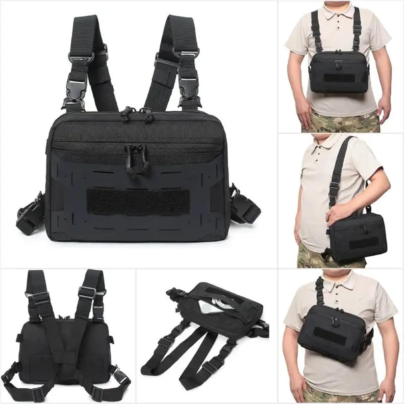 Bolsa de Pecho for Pesca, Bolsas al Aire Libre, Paquete cinturón con señuelo, Bolsa Aparejo for Viaje, Camping, Senderismo y Escalada para Aire Libre(Green)