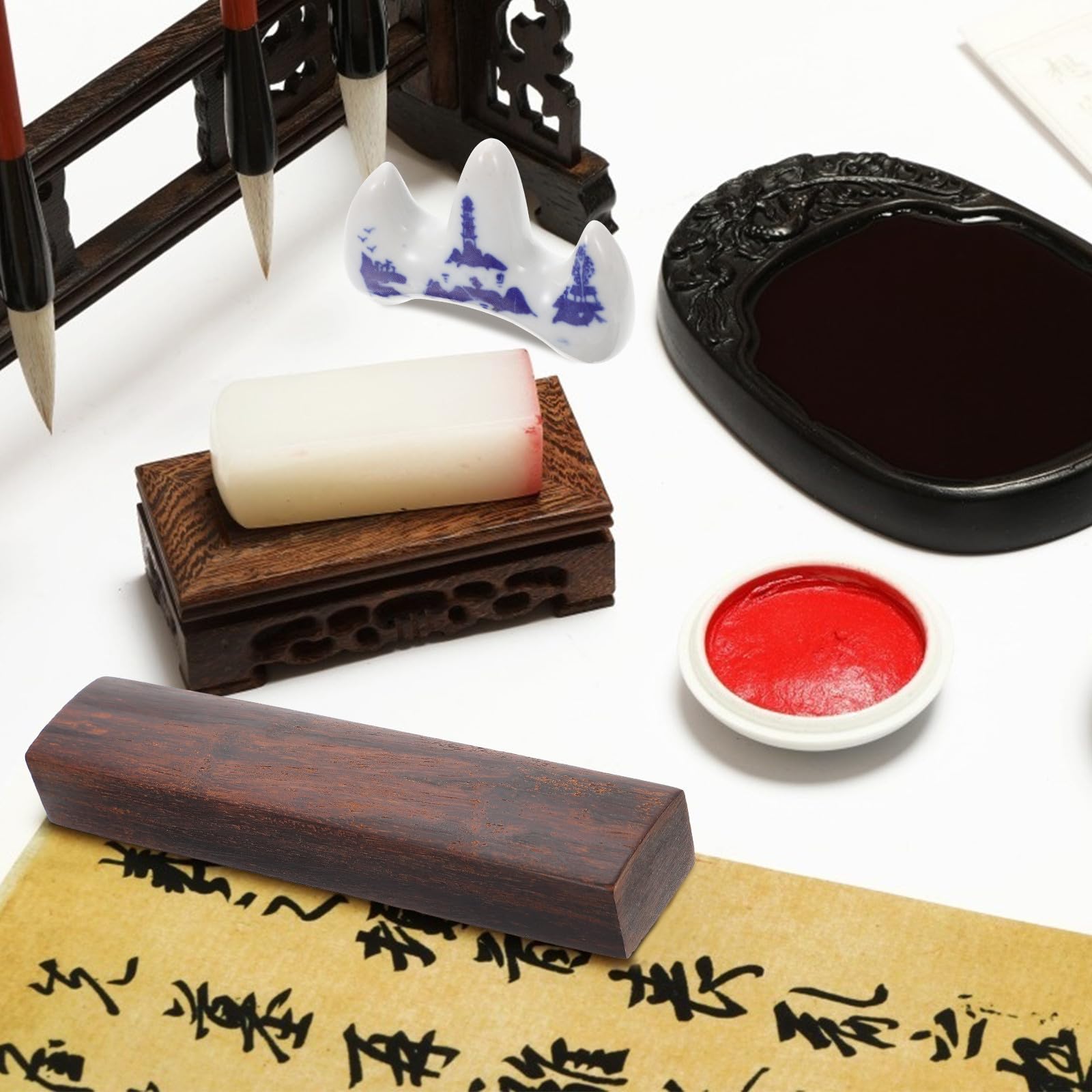 Gadpiparty Chinesisches Kalligraphie Pinselset Vier Schätze des Studiums und Wolfshaar Geeignet für Anfänger Schreibset für Kalligrafie und Kreatives Schreiben