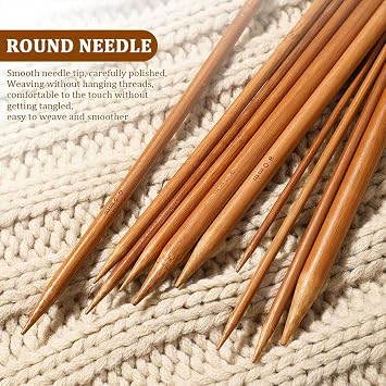 75pcs 20cm Bamboo Knitpicks Knitting Needles Set Double Pointed Carbonized Knit Yarn Weave Craft (2.0mm-10mm)