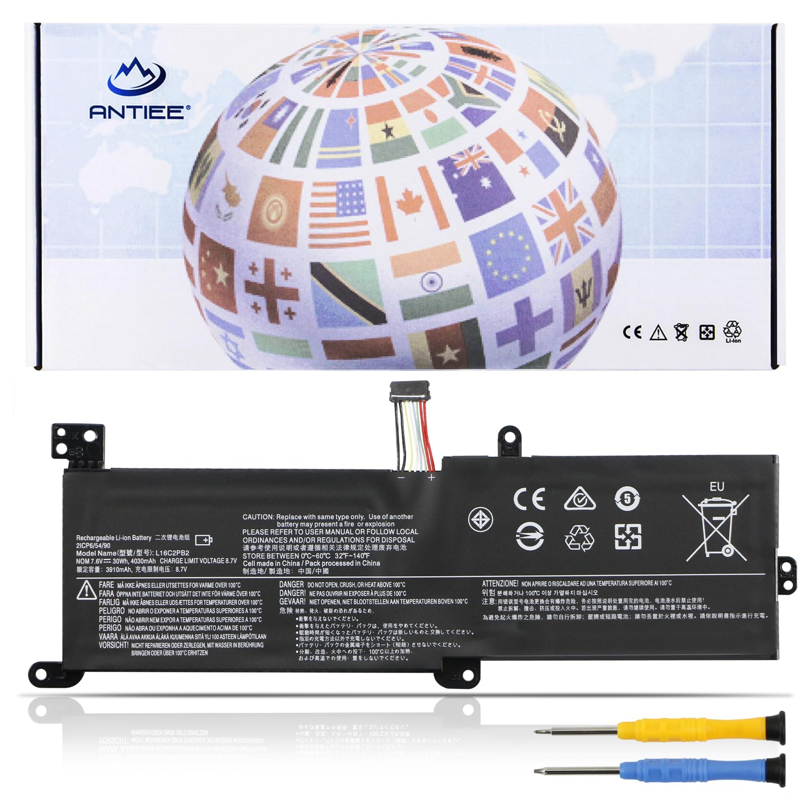 ANTIEE L16C2PB2 Laptop Battery for Lenovo IdeaPad 320 330 S145 320-15ABR 320-15IKB 320-17IKB 330-15AST 330-15IKB 330-17IKB S145-15IWL S145-14IWL Series L16M2PB2 L16L2PB2 L17M2PB7 L17L2PF1