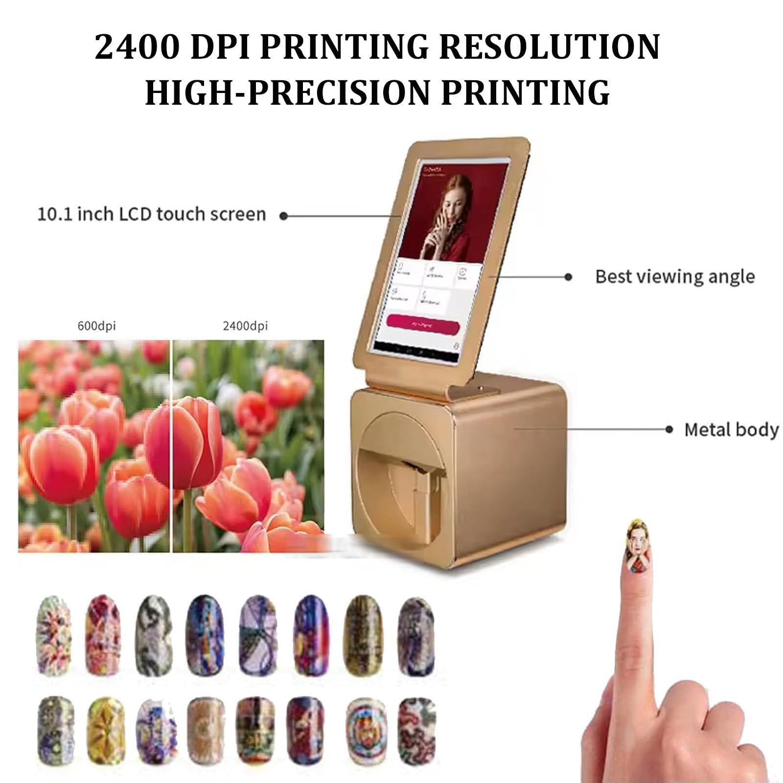Stampante 3D Smart Nail Art, Macchina Digitale per La Pittura delle Unghie con Touch Screen da 10,1 Pollici, Supporto WiFi/Fai da Te, Stampante per Unghie Professionale per Uso in Studio di Bellezza