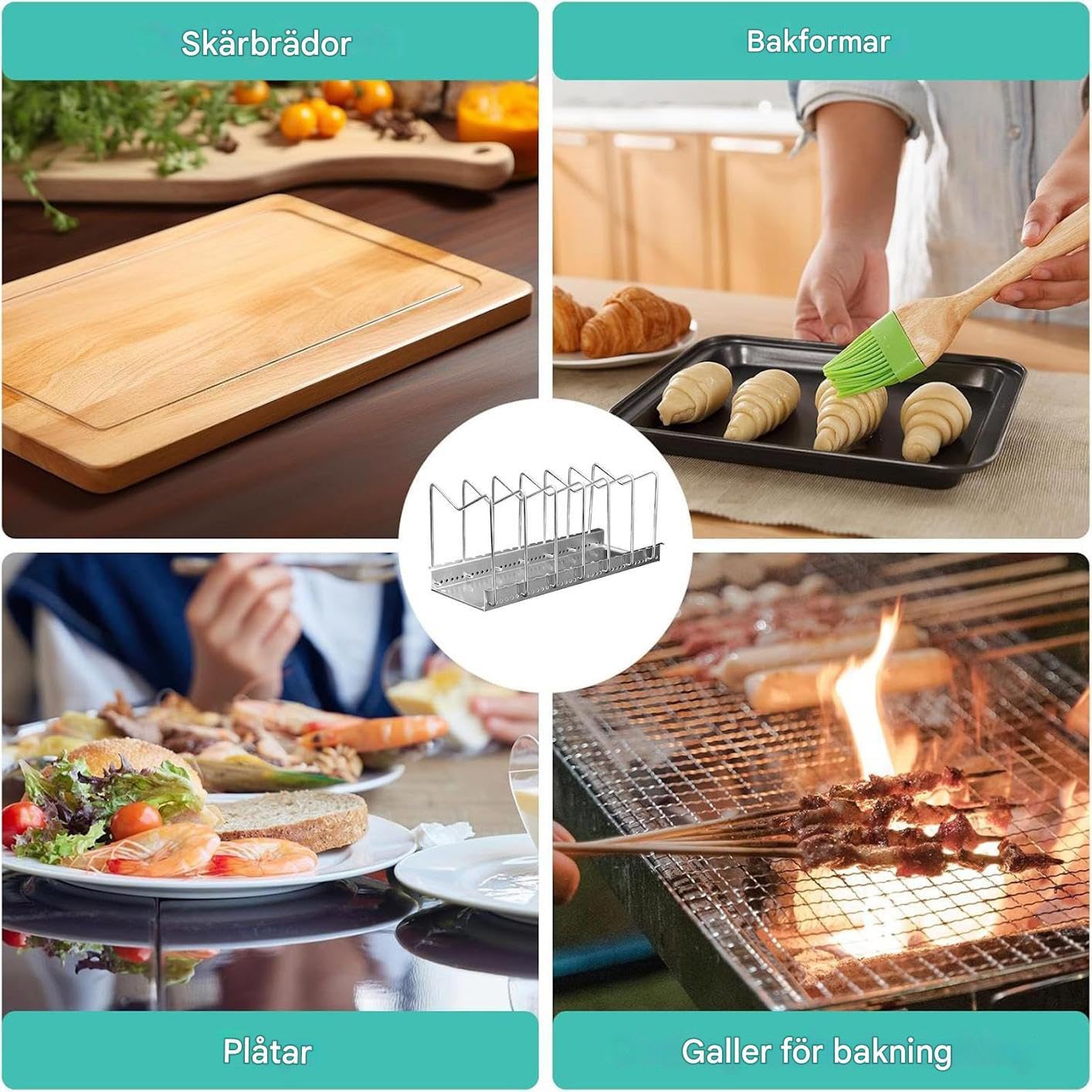 Soporte para tabla de cortar, almacenamiento de utensilios de cocina
