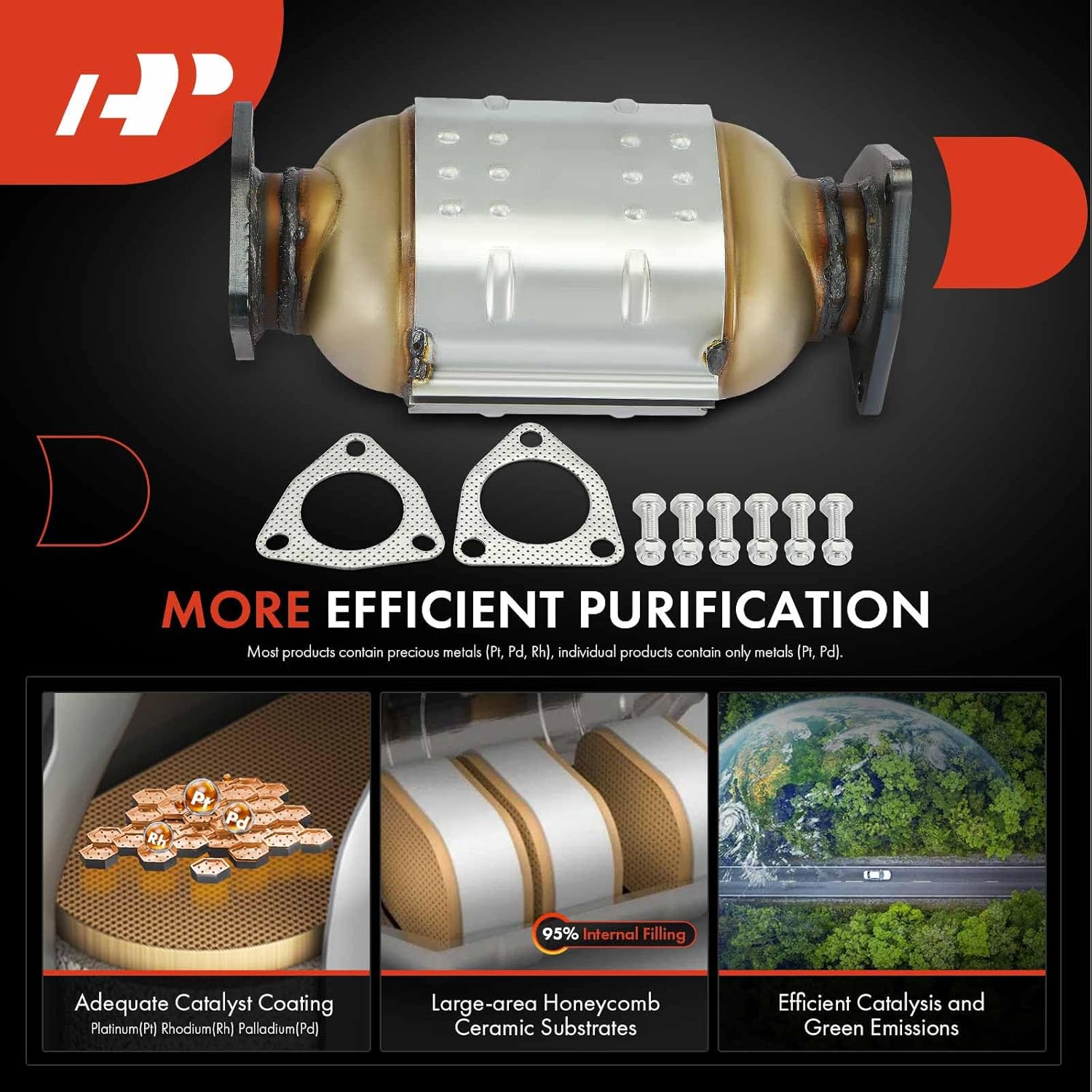 A-Premium Rear Catalytic Converter Kit Direct-Fit Compatible with Honda Accord 2008-2012, Accord Crosstour 2010-2011, Pilot, Odyssey, Ridgeline, Crosstour & Acura TSX, TL, RL, 3.5L 3.7L, EPA Compliant