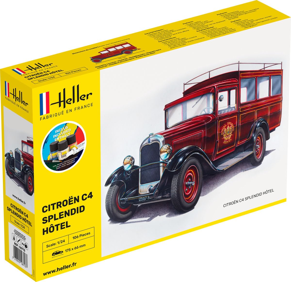 Heller 56713 Car Model Kit for Citroen C4 Splendid Hotel 1:24, Various