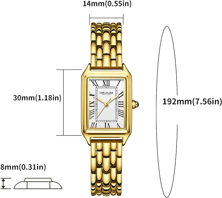 Small Elegant Antique Watch for Women with Vintage Rectangular Case | Women's Casual Dainty Watch with Roman Dial,Fashion Ladies Three-Hand Wrist Watch Gifts for Anniversary Birthday