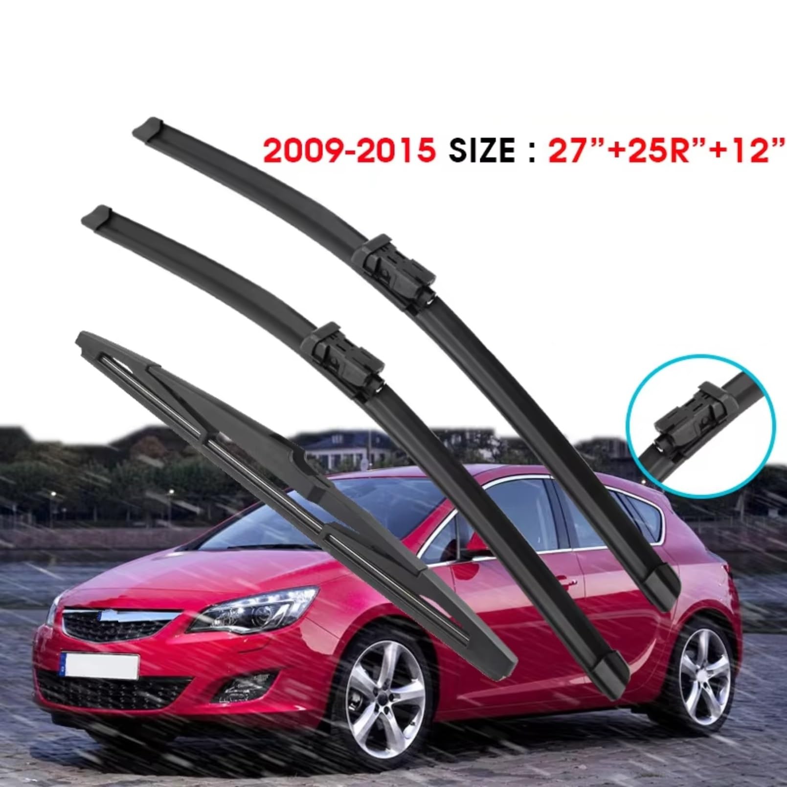 Compatibile con Opel per Astra J 2009-2015 Tergicristalli | Lunotto Anteriore Posteriore 27 "+ 25R" + 12 "Set Di Spazzole Tergicristallo Anteriori Posteriori