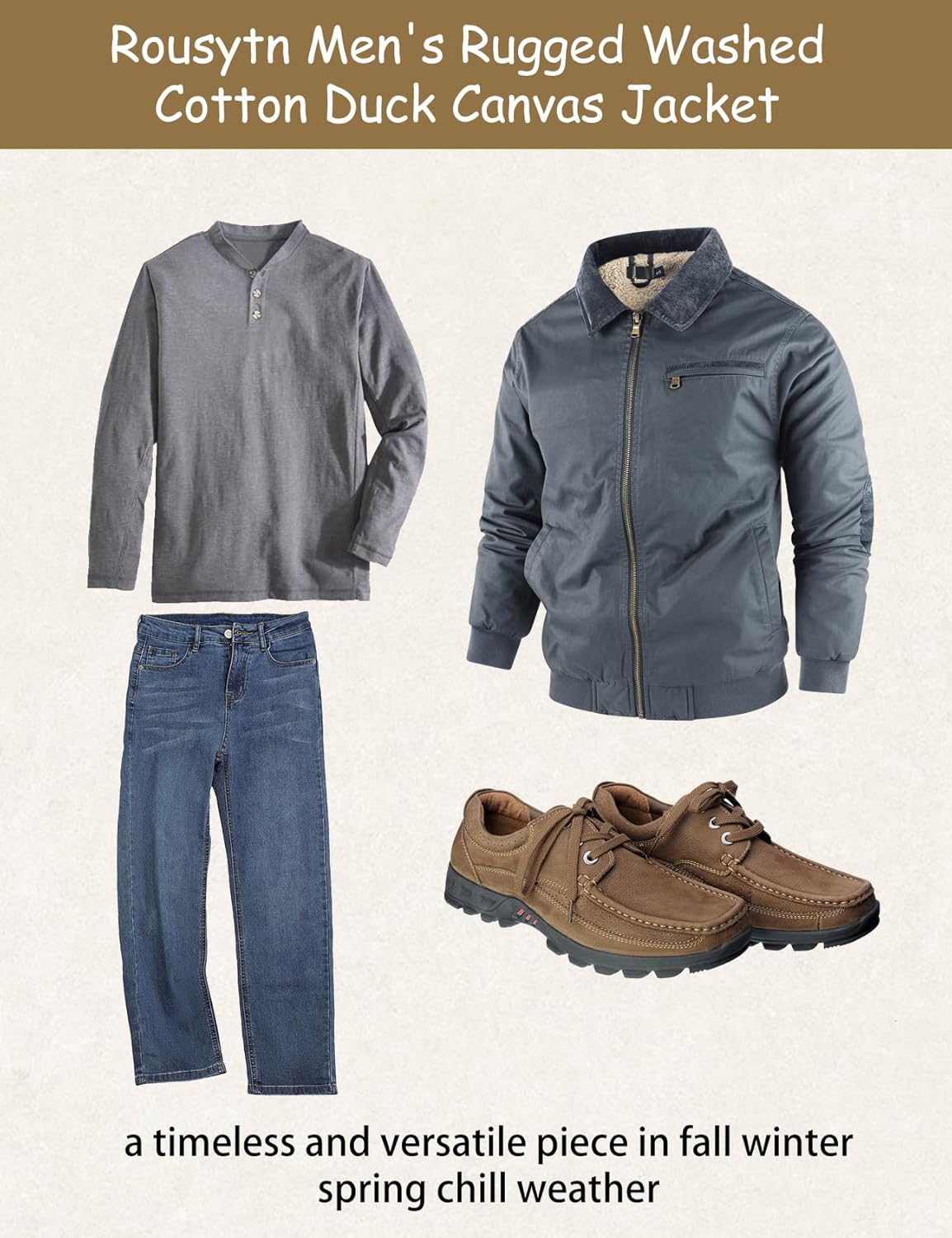 Men's Duck Detroit Jacket Sherpa Lined Waxed Cotton Winter Jackets Water Resistant Canvas Coat - Image 6