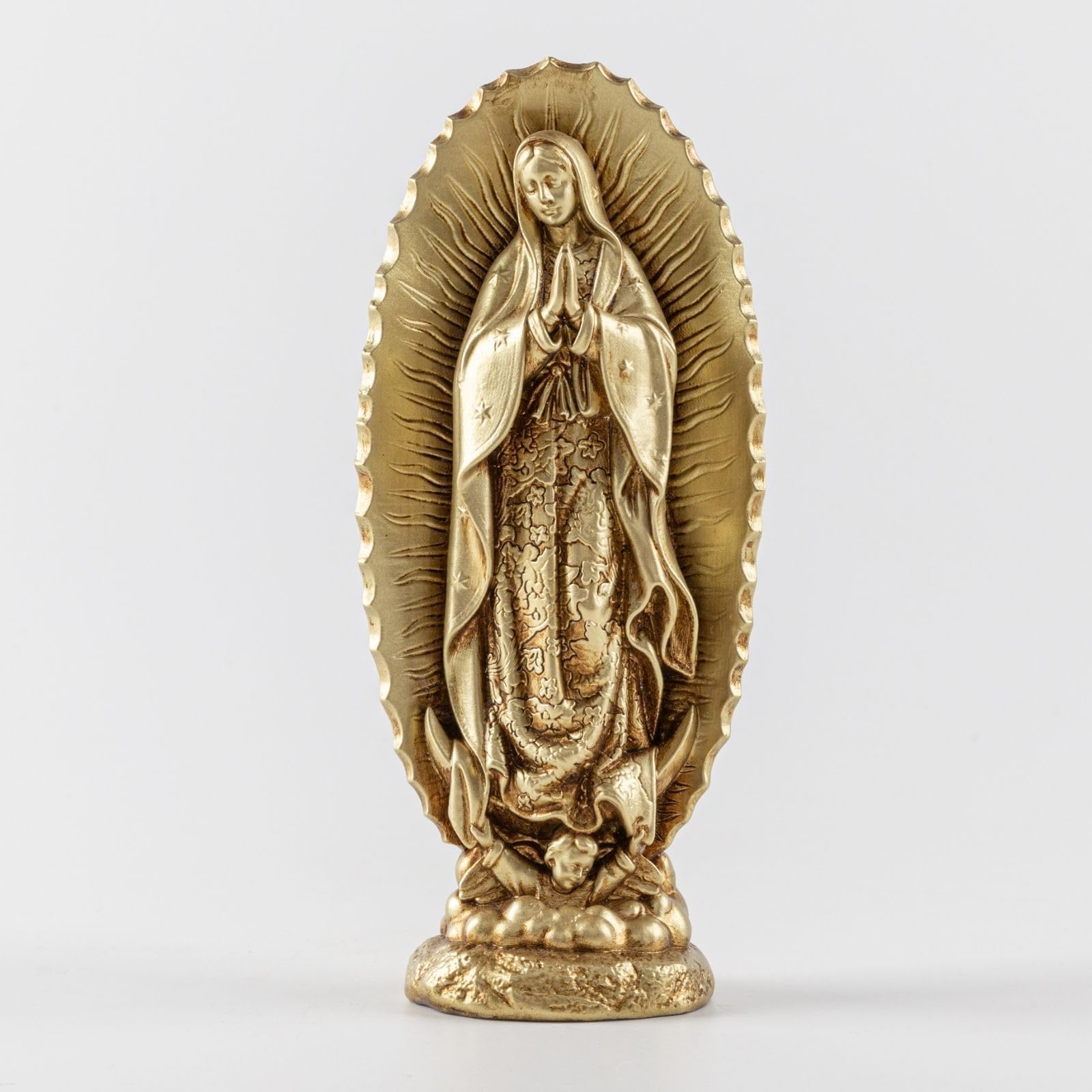 DevotedWalls 7 inch Handcrafted Our Lady of Guadalupe Statue,Catholic Resin Religious Virgin of Guadalupe Statues, Catholic Saints Mary Figurine,Small Virgin Mary Estatua of Mexico（Bronze Color）