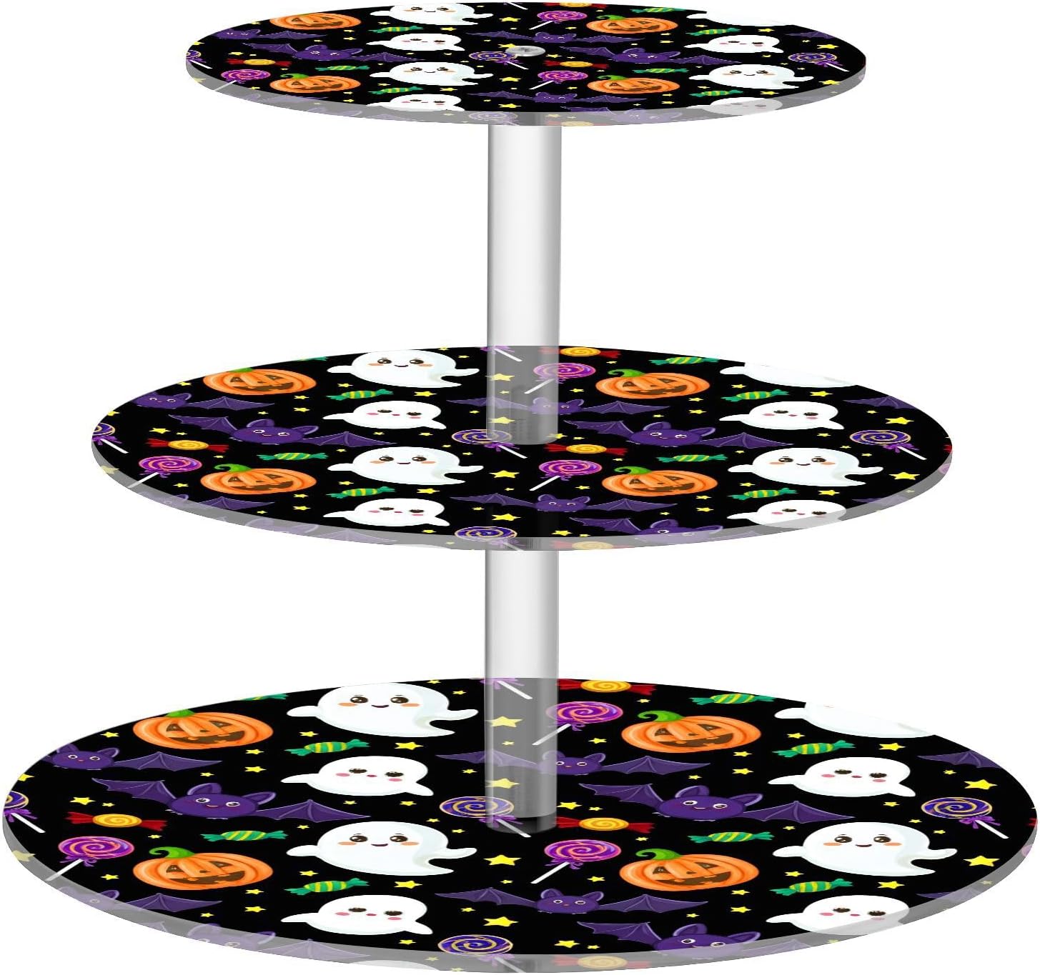 Bats Ghost Sugar Halloween 3 Tier Acrylic Cupcake Stand, Cupcake Stand for 34 Cupcakes for Weddings, Christmas,Holidays,Parties,Birthday,Printed Cupcake Tower 23301121