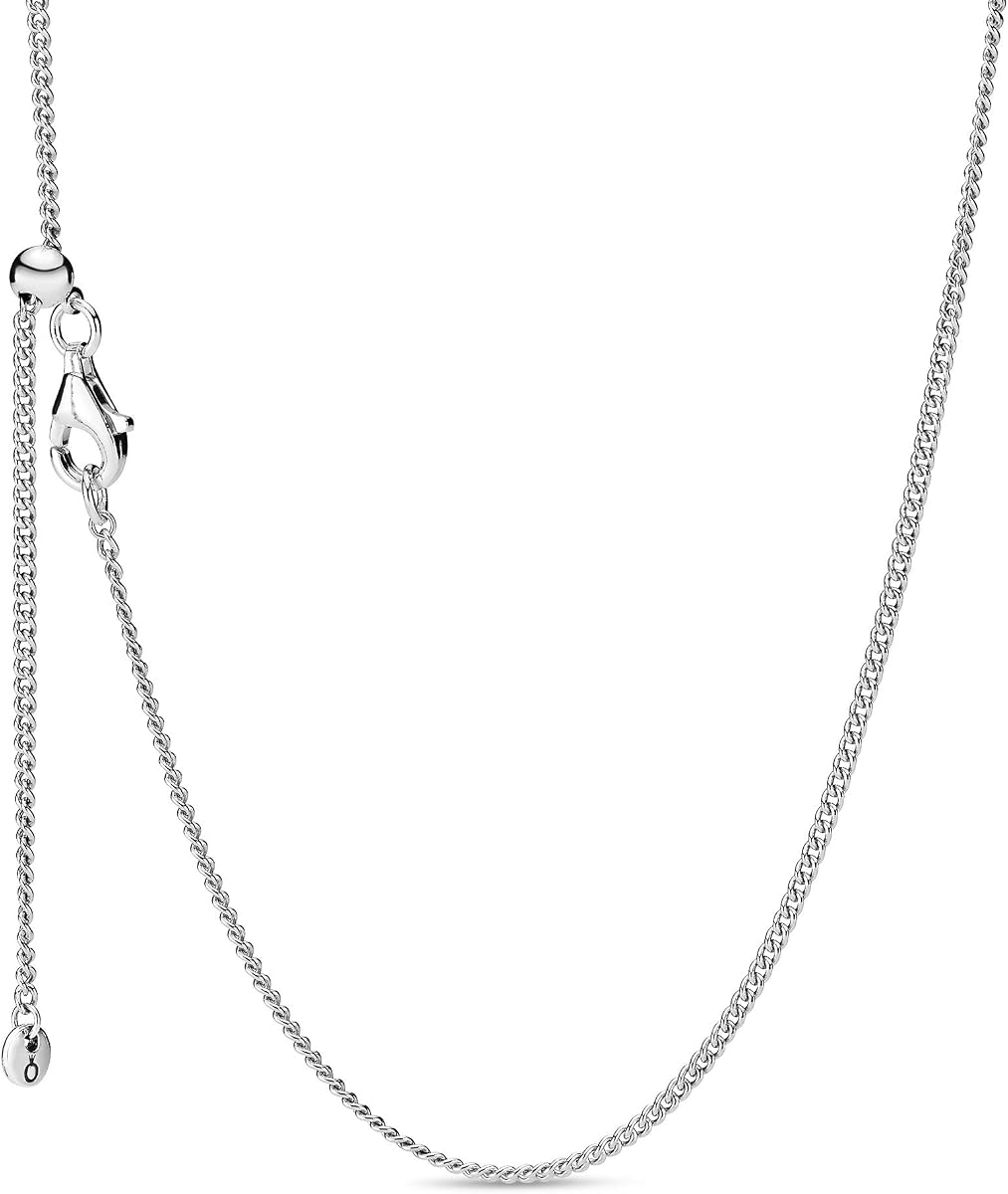 Collar de plata esterlina con cadena en bordillo de joyería, 23.6", sin caja